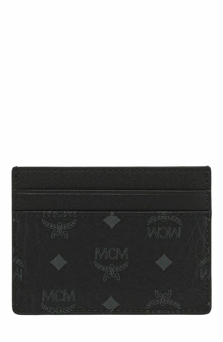 MCM Aren Card Case in Visetos, Alternate, color, Black