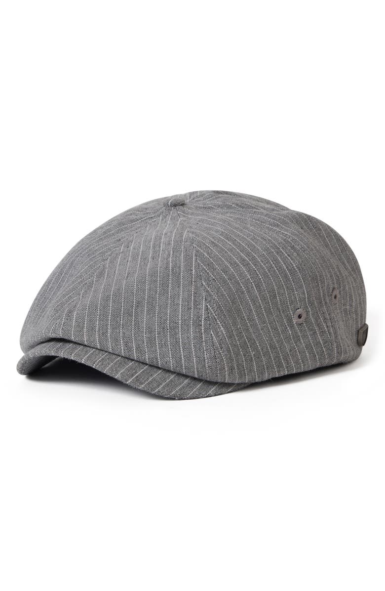 Brixton Brood Driving Cap, Main, color, Light Grey/ White Stripe