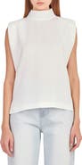 English Factory Shoulder Pad Mock Neck Top