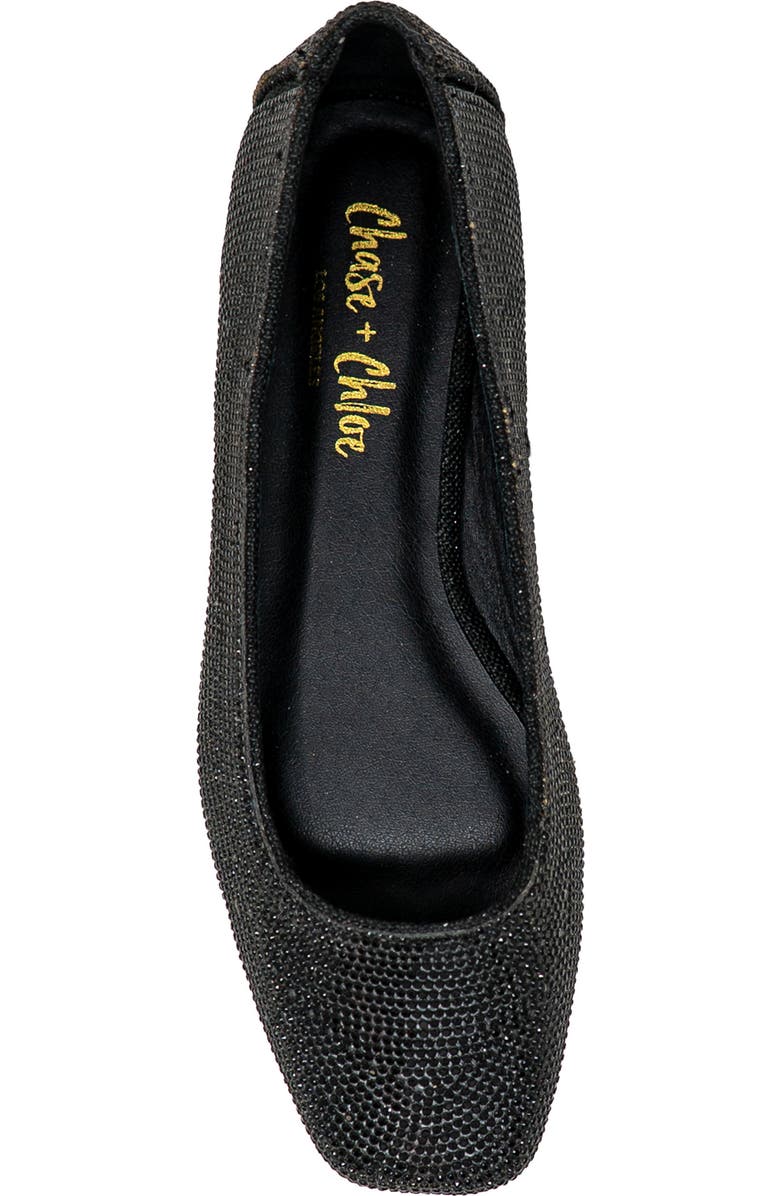 CHASE AND CHLOE Rhinestone Flat, Alternate, color, Black