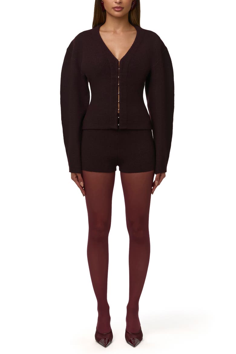 Knit Hot Pants, Alternate, color, DARK PLUM