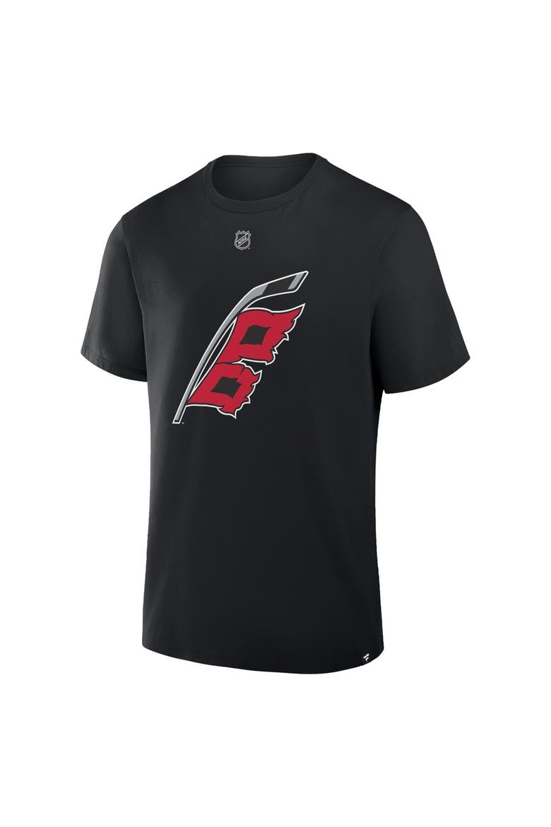 Men's Fanatics Sebastian Aho Black Carolina Hurricanes Authentic Stack Name & Number T-Shirt, Alternate, color, Black