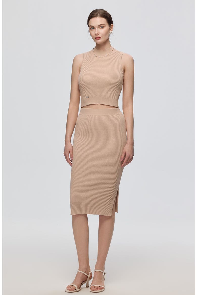 Sera Rib Knit Skirt, Alternate, color, Tan