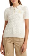 Lauren Ralph Lauren Cable Knit Cotton Polo Sweater