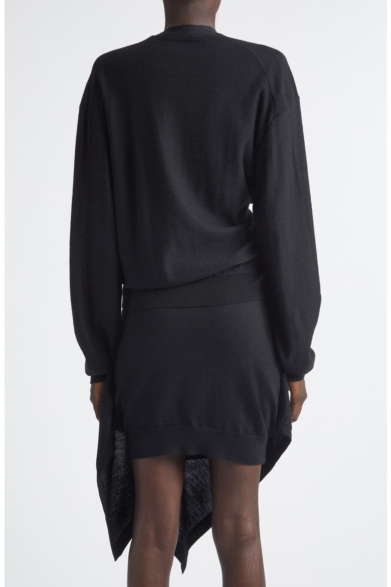 Twisted Merino Wool Blend Cardigan, Alternate, color, BLACK