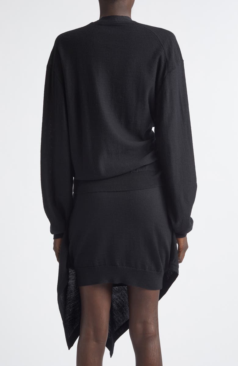 Lemaire Twisted Merino Wool Blend Cardigan, Alternate, color, Black