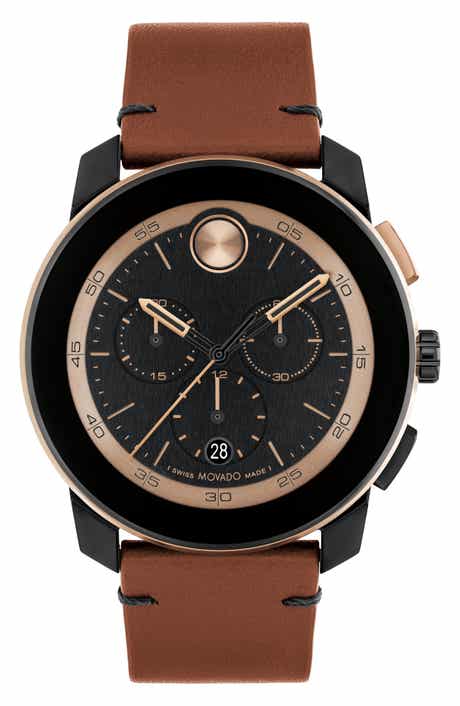 Movado Bold TR90 Leather Strap Watch