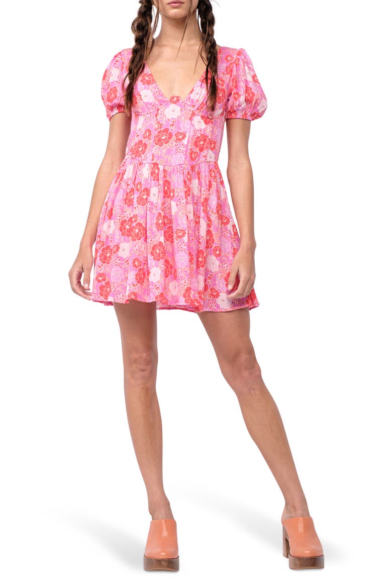 Puff Sleeve Minidress, Main, color, PINK
