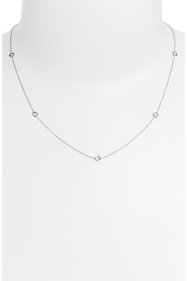 Diamond Seven Station Necklace, Alternate, color, STERLING SILVER