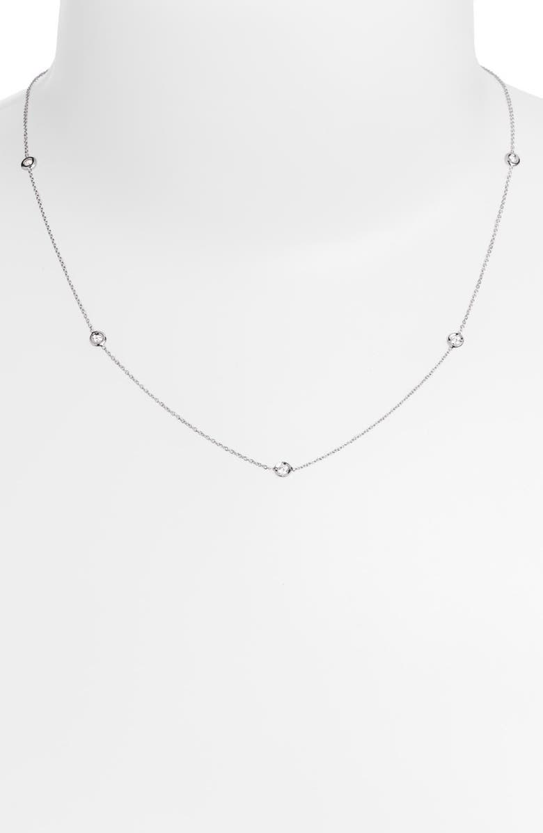 Roberto Coin Diamond Seven Station Necklace, Alternate, color, Sterling Silver