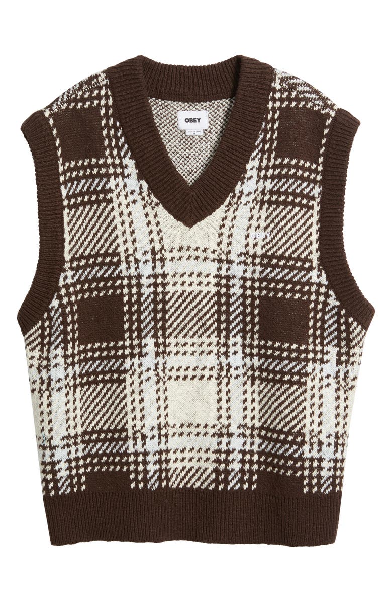 Obey Avon Plaid Sweater Vest, Alternate, color, Vanilla Multi