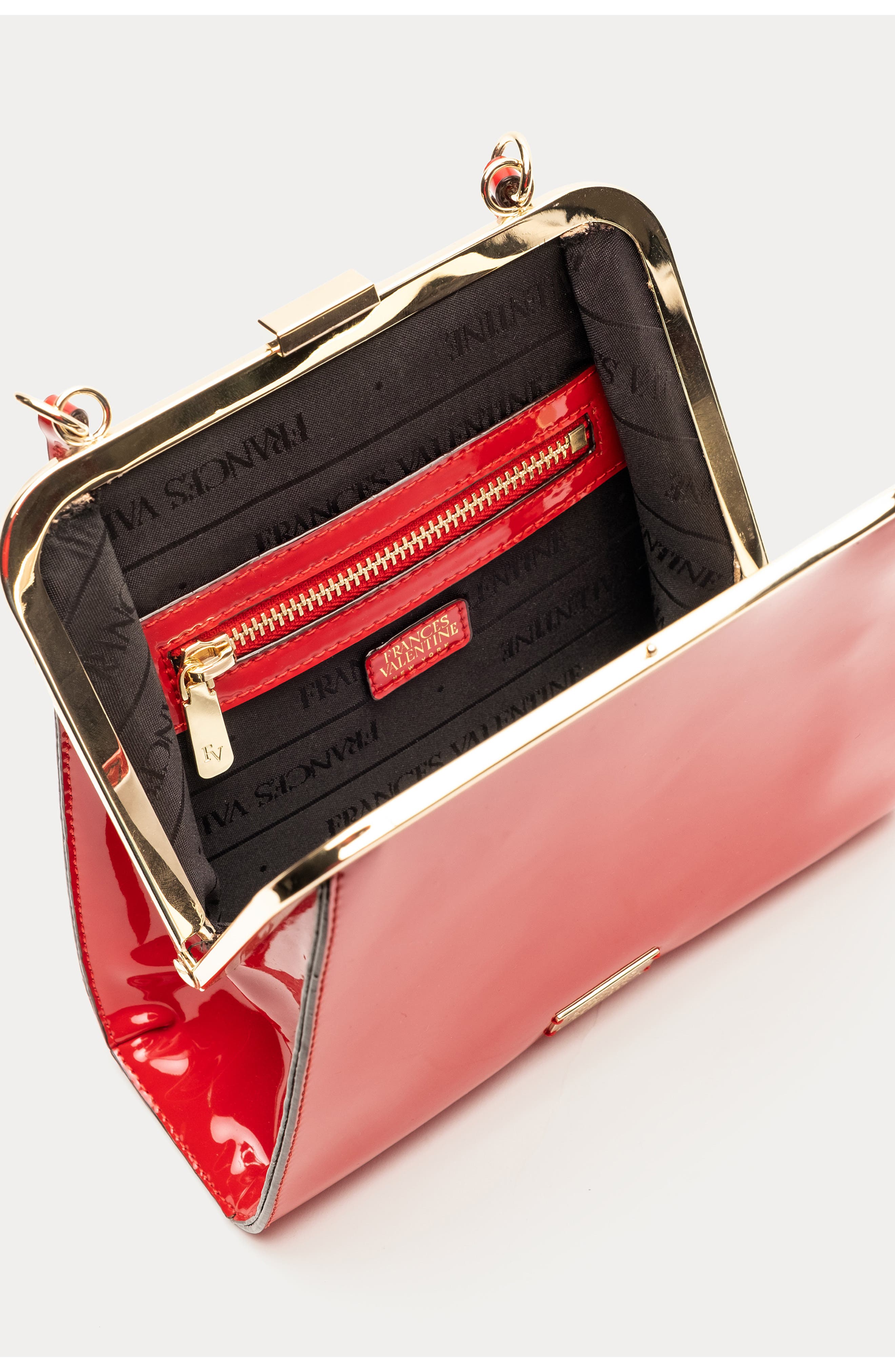 Lulu Leather Frame Clutch, Alternate, color, RED