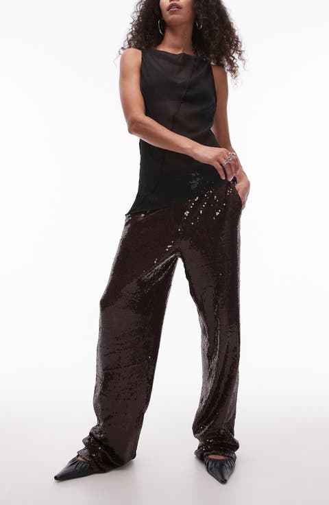 Sequin Straight Leg Pants