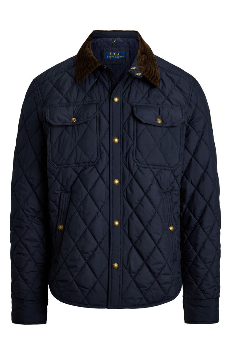 Polo Ralph Lauren The Beaton Quilted Water-Repellent Shirt Jacket, Alternate, color, College Navy