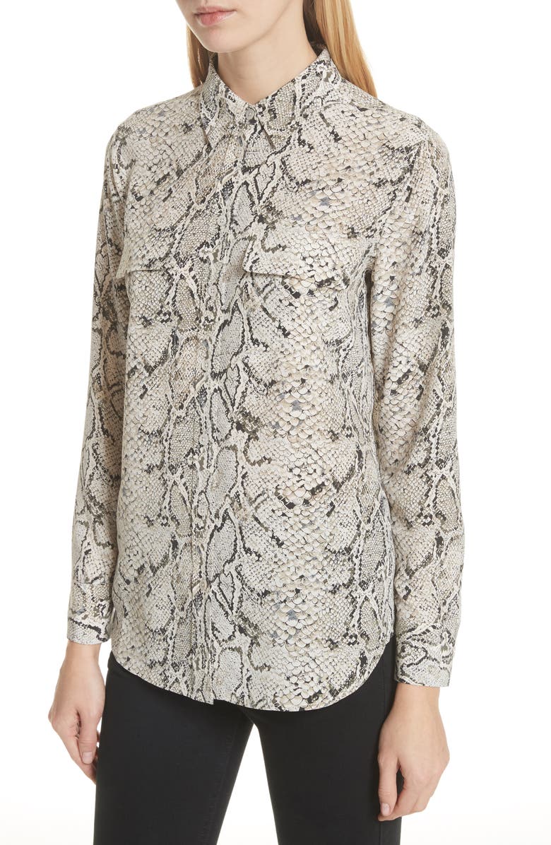Equipment Slim Signature Python Print Silk Shirt, Alternate, color,