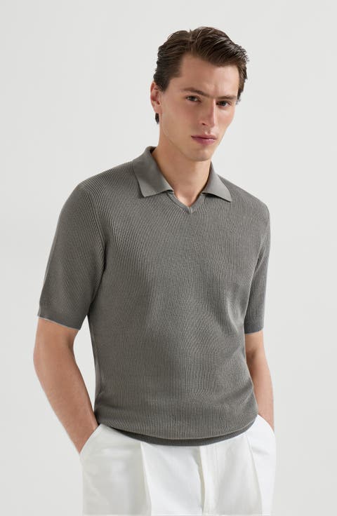 Cotton English rib knit polo
