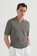 Brunello Cucinelli Cotton English rib knit polo