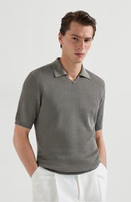 Brunello Cucinelli Cotton English rib knit polo