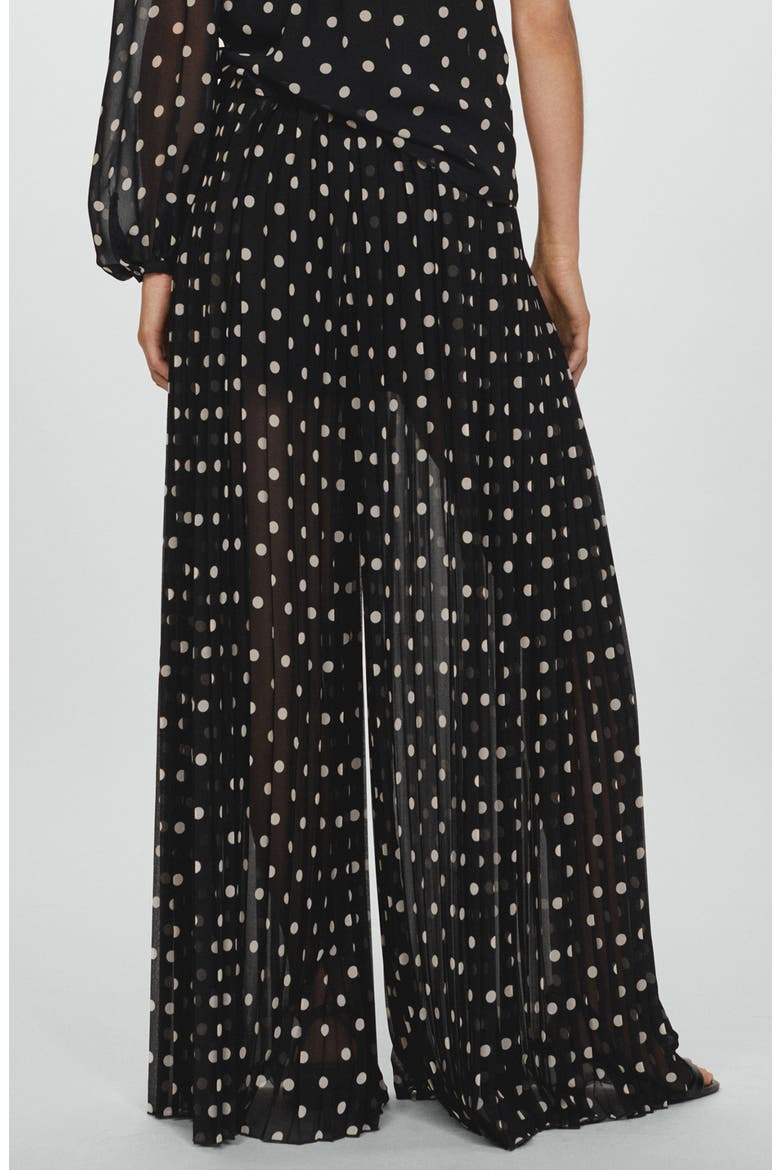 Adela Polka Dot Pleated Chiffon Palazzo Pants, Alternate, color, BLACK