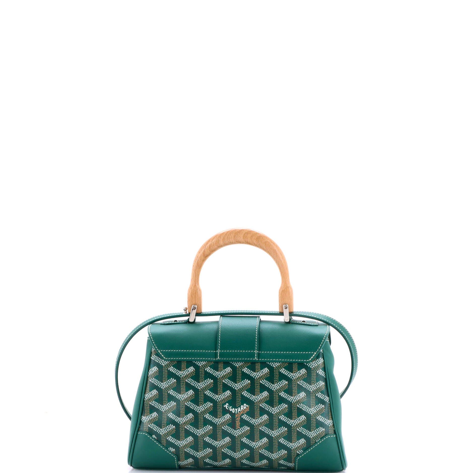 Pre-Owned Goyard Saigon Top Handle Bag Coated Canvas with Leather Mini, Alternate, color, Green