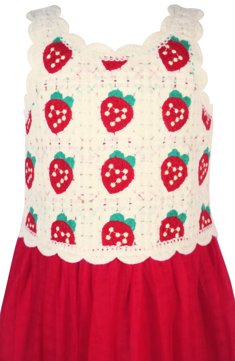 Zunie Kids' Strawberry Open Stitch Dress, Alternate, color,