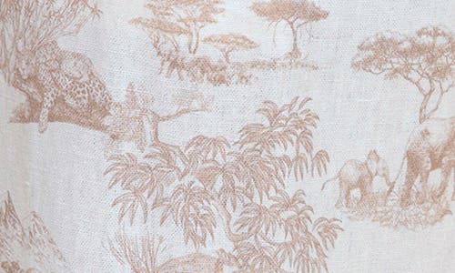 Avec Les Filles Allover Print Linen Blend Straight Leg Pants In Savanna Toile Khaki