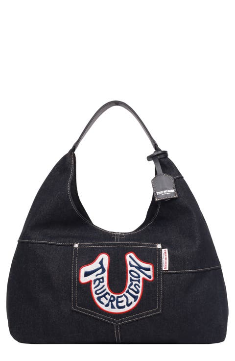 Retro Logo Denim Hobo Bag