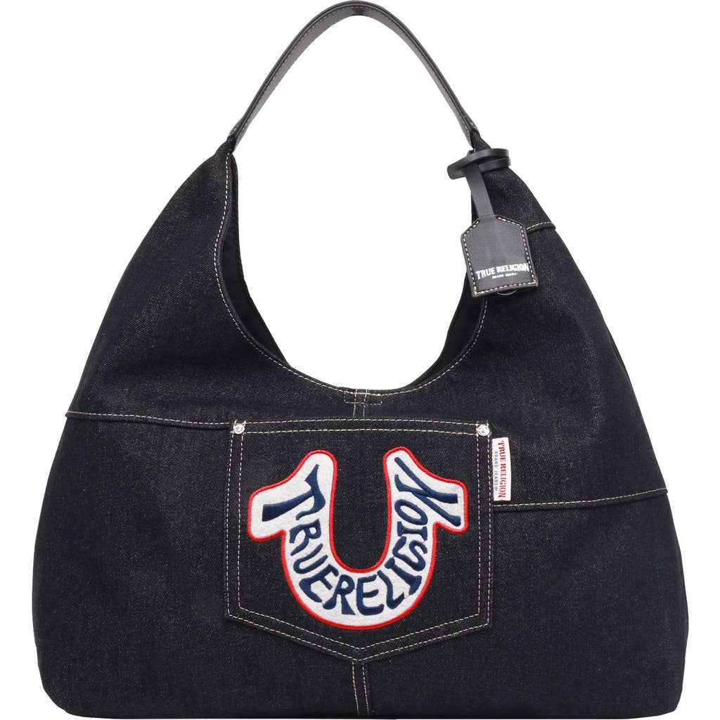 True Religion Retro Logo Denim Hobo Bag