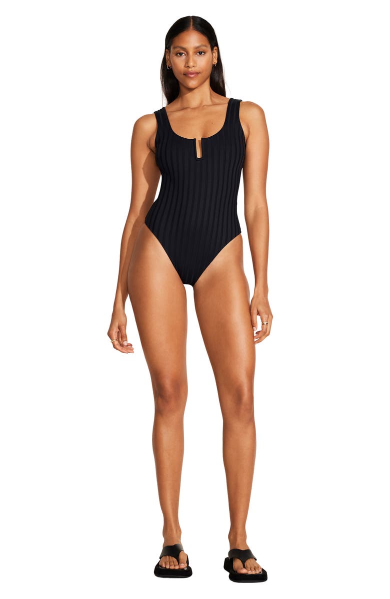 Vitamin A<sup>®</sup> Ursula U-Wire Rib One-Piece Swimsuit, Alternate, color, Black Superib