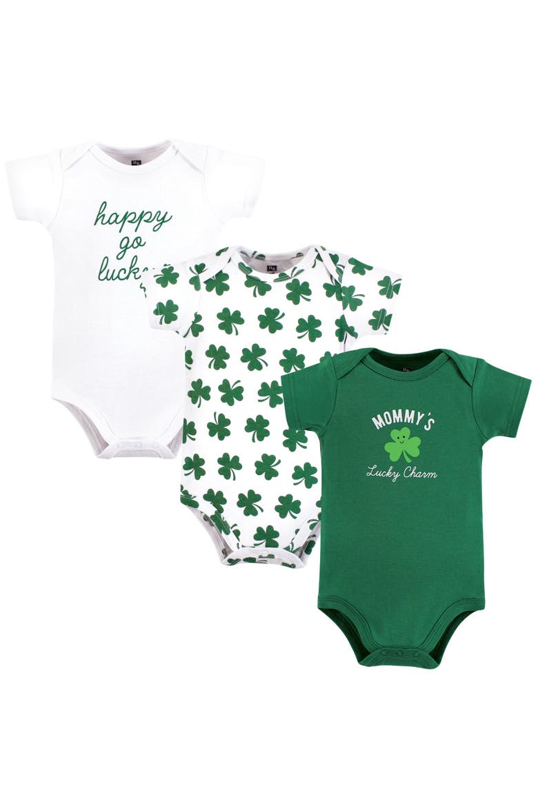 Cotton Bodysuits 3-pack, Main, color, Mommys Lucky Charm