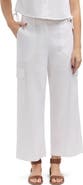 Ellen Tracy Wide Leg Linen Blend Cargo Pants
