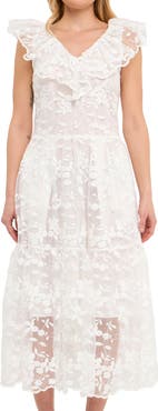 Endless Rose Floral Organza Midi Dress