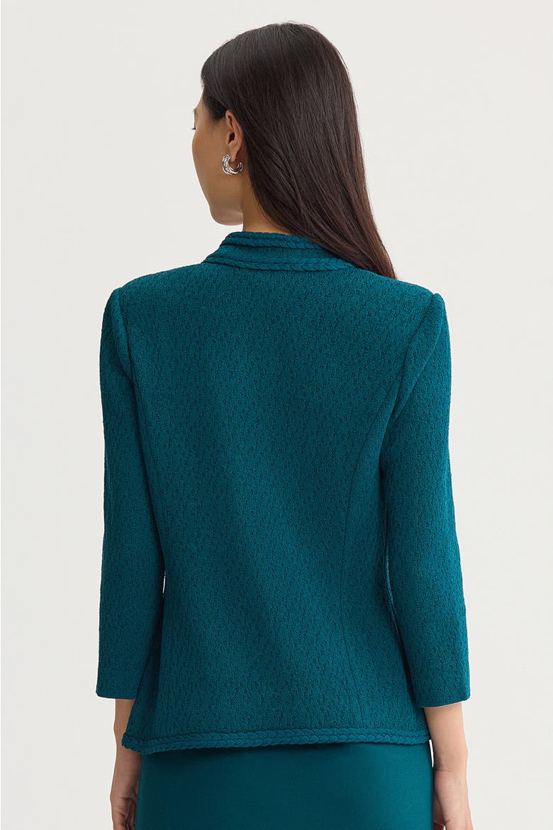 Braided Trim Pointelle Knit Jacket, Alternate, color, Deep Teal