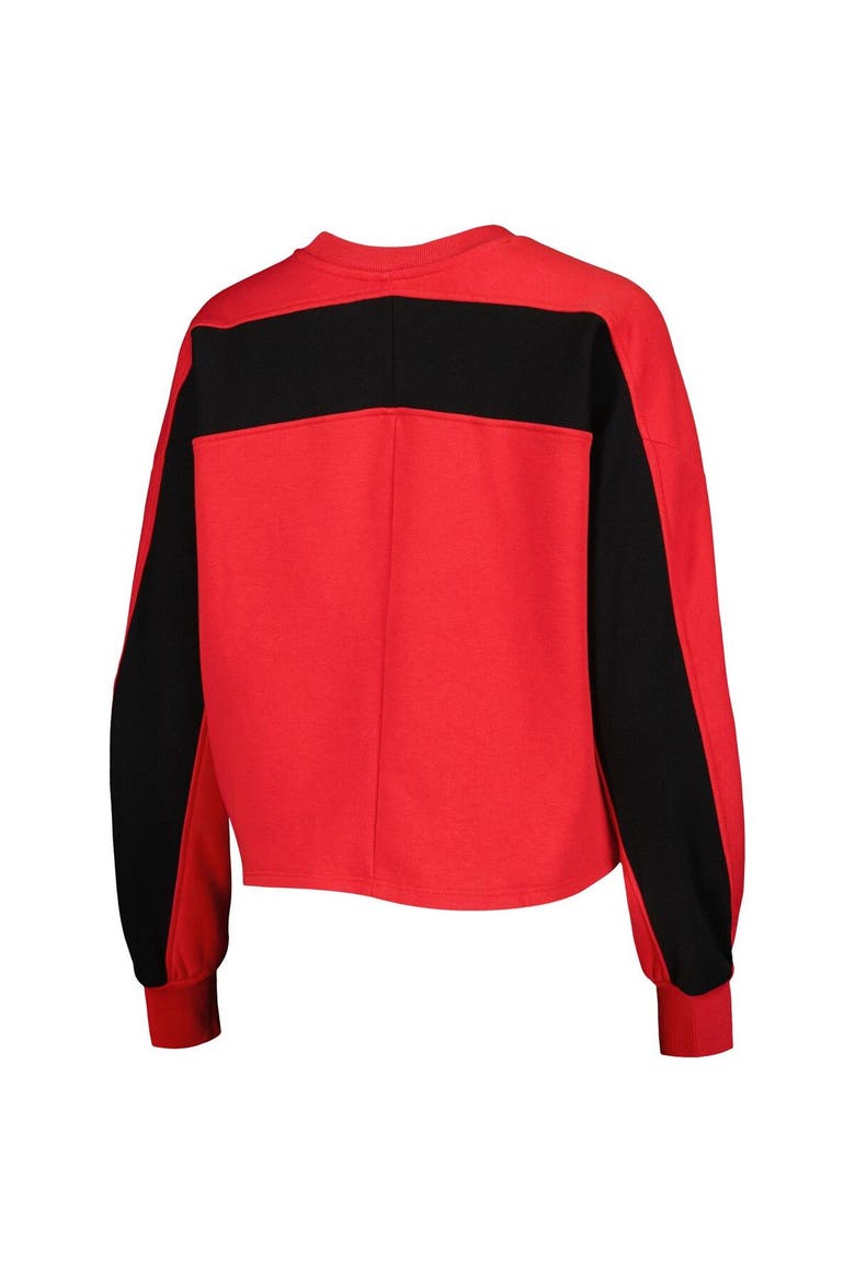 Women's Gameday Couture Red Wisconsin Badgers Back To Reality Colorblock Pullover Sweatshirt, Alternate, color, Red