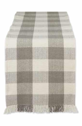 Design Imports Checkered Fringe Cotton Table Runner