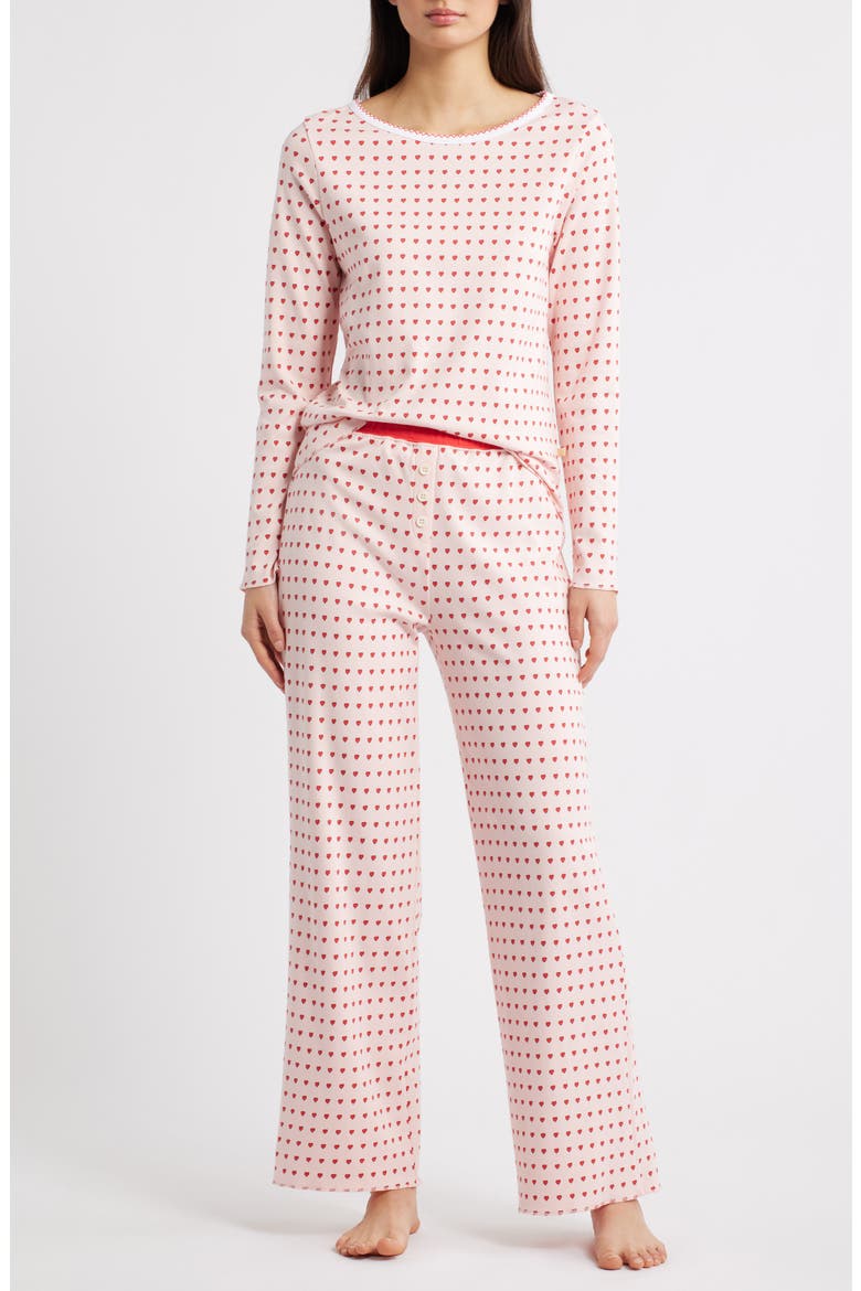 Ellie Print Pima Cotton Pajamas, Main, color, BLUSH