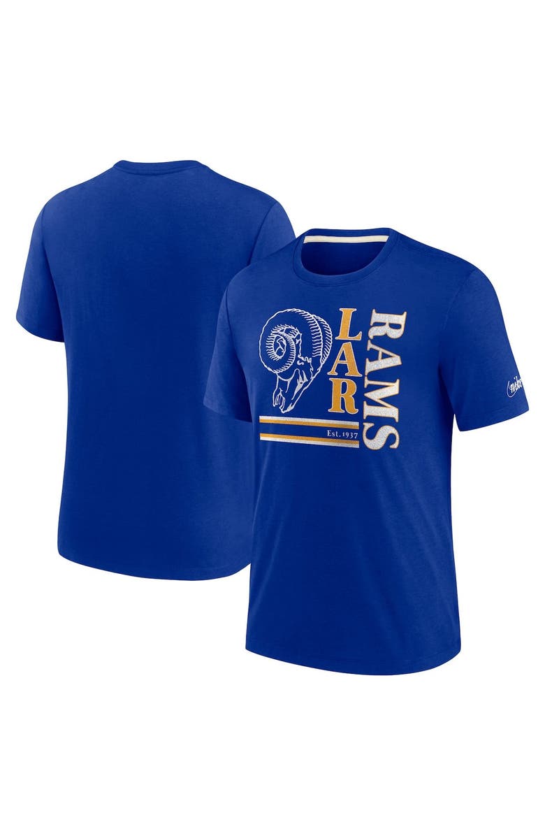 Nike Men's Nike Royal Los Angeles Rams Wordmark Logo Tri-Blend T-Shirt, Main, color, Royal