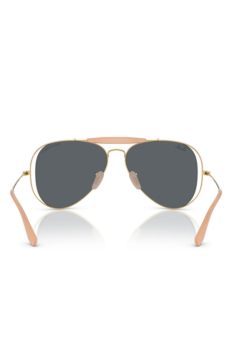 Ray-Ban Outdoorsman 53mm Mirrored Pilot Sunglasses, Alternate, color, Arista / Dark Blue Mirror Blue