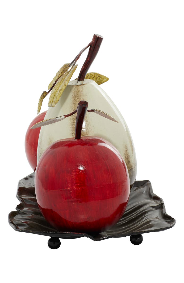 SONOMA SAGE HOME Red Metal Decorative Fruit Sculpture with Platter, Alternate, color, 