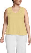 Lands' End Plus Size Linen Blend Smocked Flowy Tank
