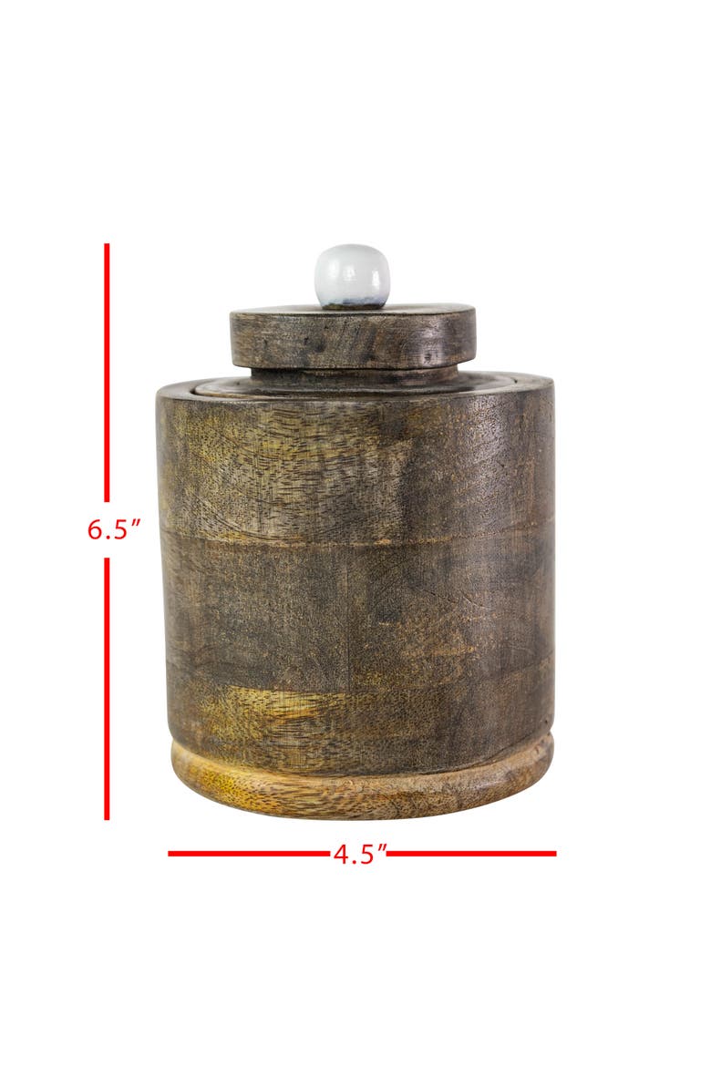 Round Canister Natural Mango Wood, Alternate, color, Brown