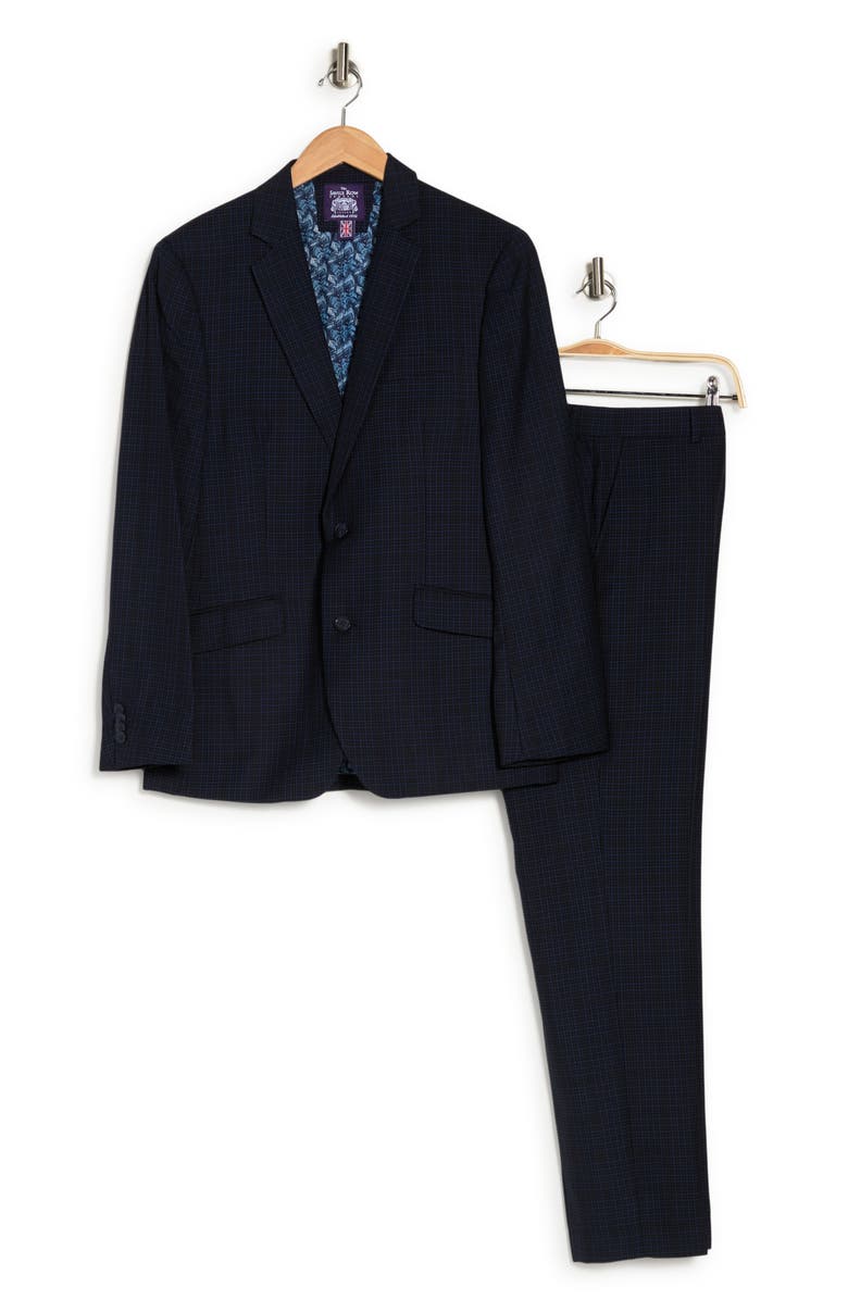 SAVILE ROW CO Hoxton Navy Grid Check Two-Button Notch Lapel Suit, Alternate, color, Navy
