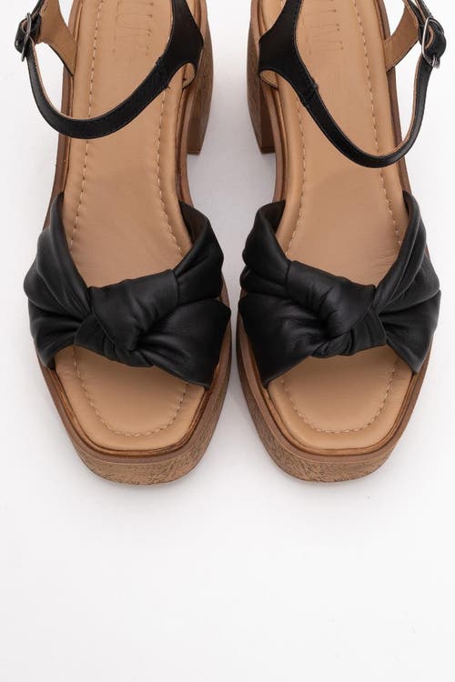 Forever & Always Shoes Tily Platform Wedge Leather Sandal In Black