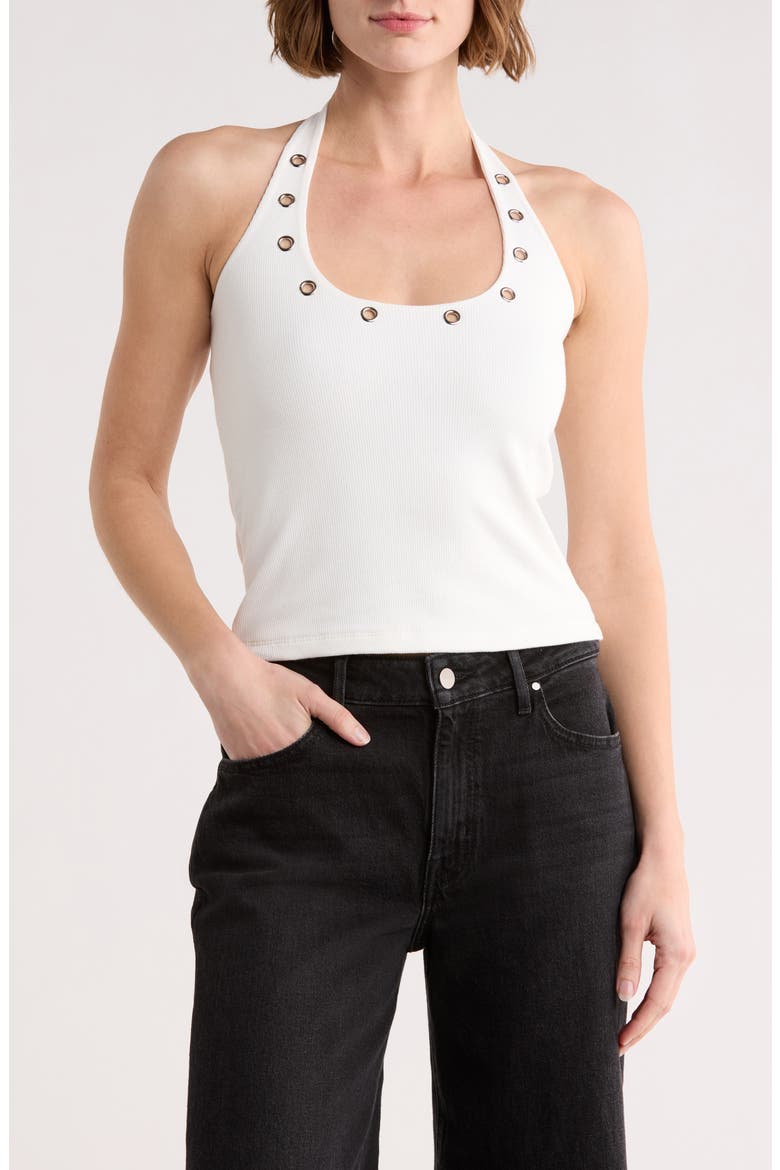 Grommet Halter Top, Main, color, WHITE