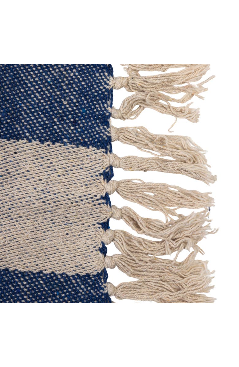 Storied Home Woven Cotton Blend Throw with Checkered Pattern and Fringe, Yellow, Blue and Natural, Alternate, color,
