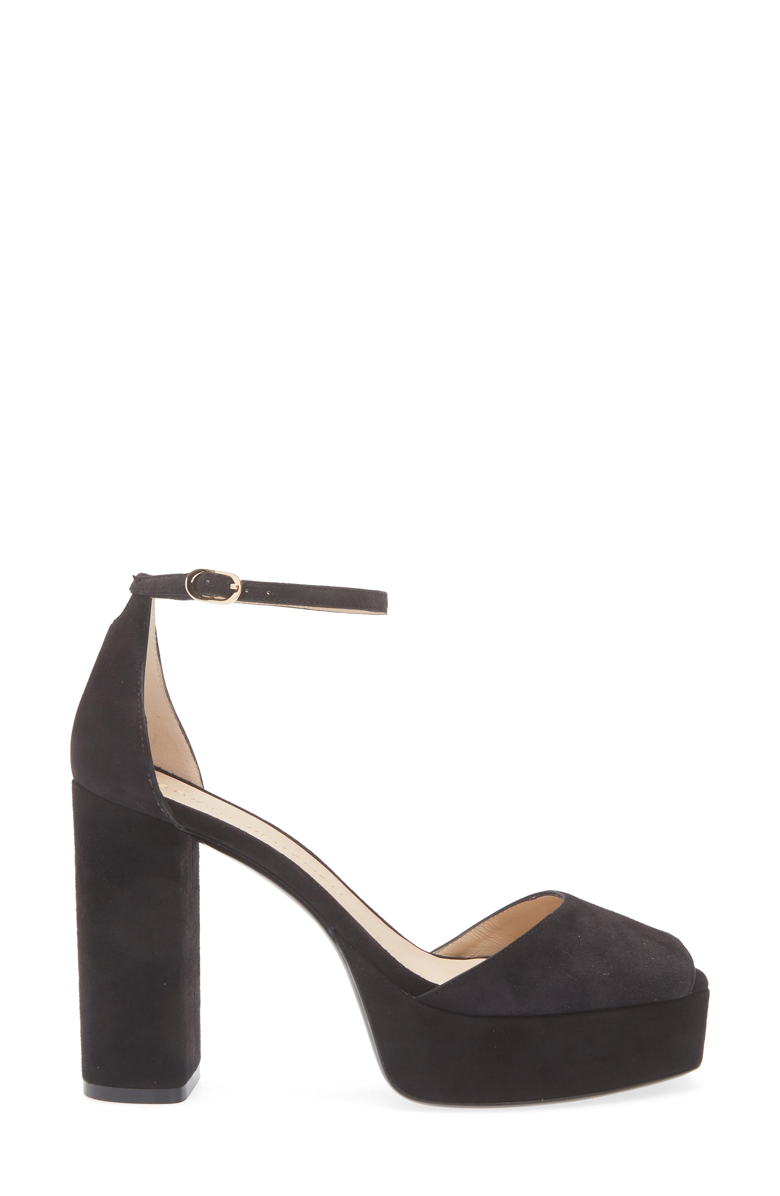Stuart Weitzman Sabrina Platform Ankle Strap Sandal, Alternate, color, Black