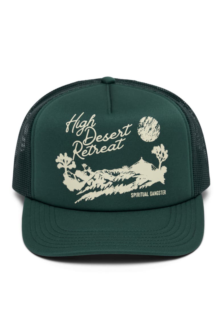 Retreat Trucker Hat, Alternate, color, RETRO GREE
