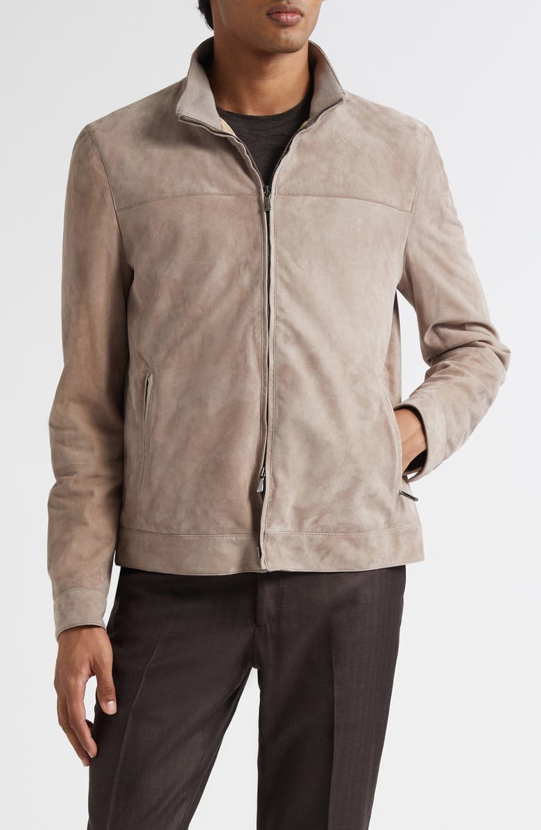 Thom Sweeney Suede Jacket, Main, color, Taupe