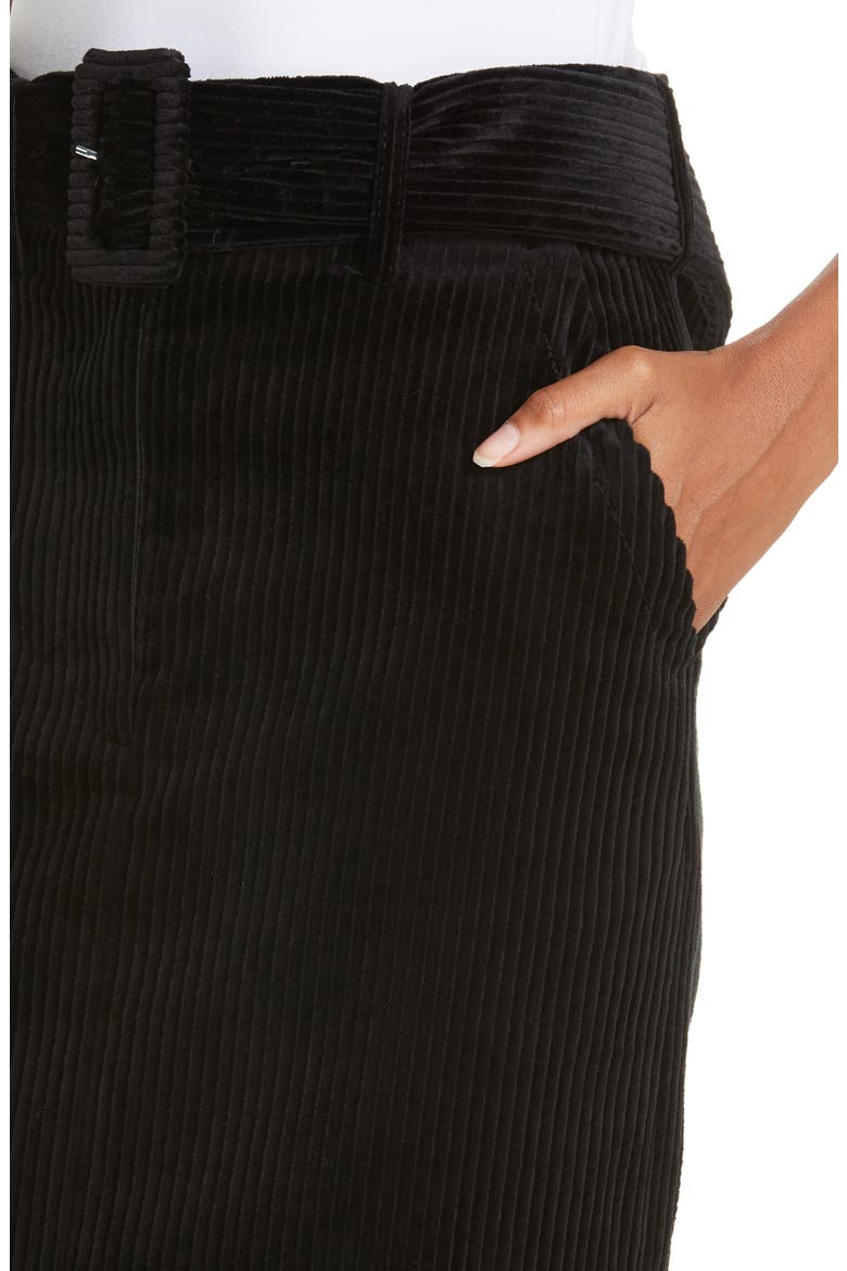 Belted Corduroy Skirt, Alternate, color, BLACK