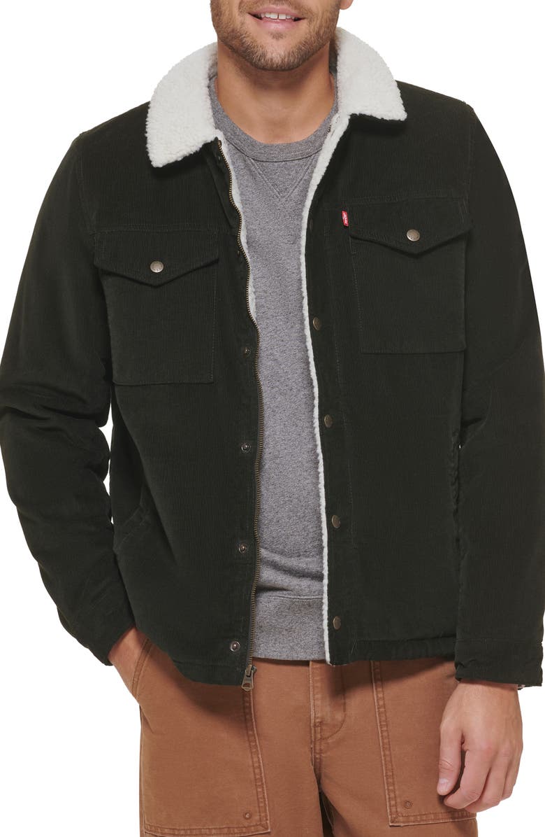 Levi's Faux Shearling Lined Corduroy Trucker Jacket, Main, color, 